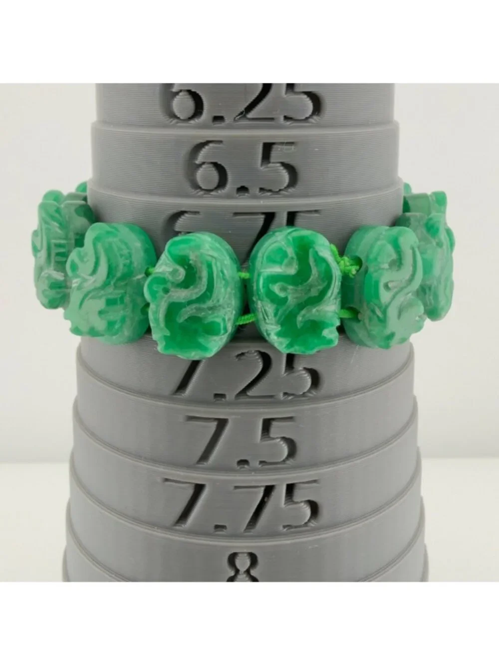 Green Carved Stone Dragon Stretch Bracelet Panel